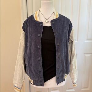 Aerie Navy and Cream Varsity Jacket
